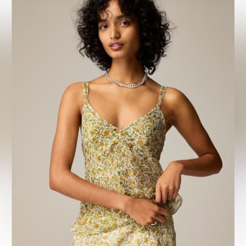 NWT J. Crew Crinkle Chiffon camisole in floral vines